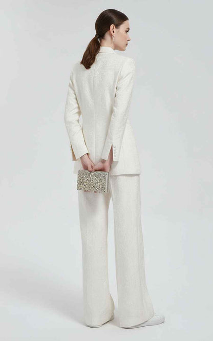 Women's Blazer Set White Wrap Elegant Two Piece