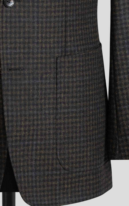 Custom-made men's dark green plaid casual suit coat