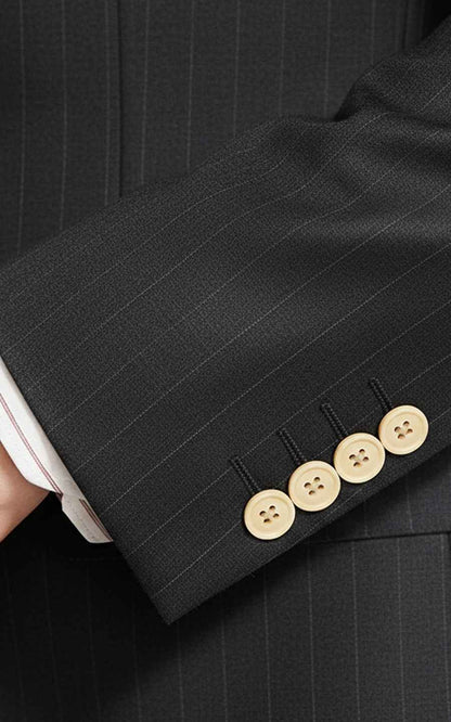 Men's Dark Gray Vertical Strip Business Custom Suit Set