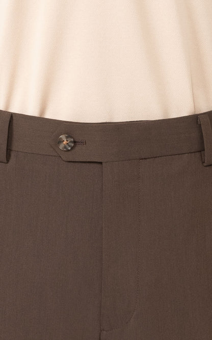 Brown Anti-Wrinkle Suit Pants Side - Custom Tailored Fit