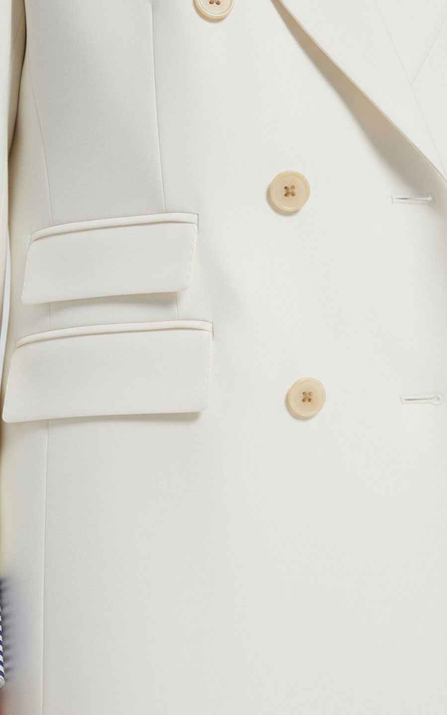 Women's White Blazer Suit - Double-Breasted Set