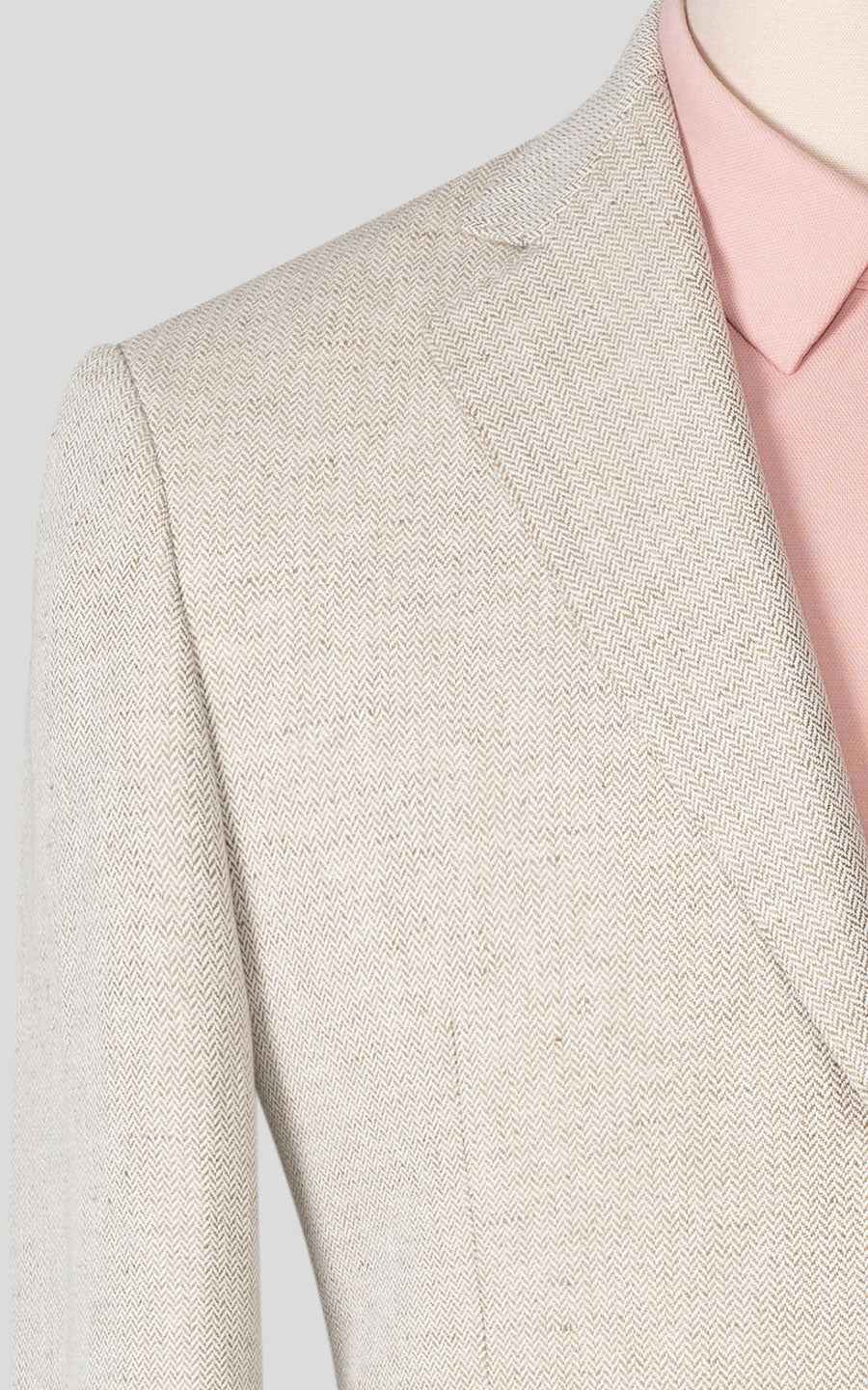 WIAI Men's Beige Linen Casual Suit Set - Tailored Fit