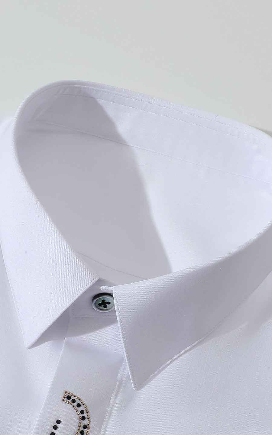 Men's White Embroidered Long Sleeve Custom Shirt
