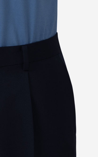 Premium Dark Blue Organic Wool - Custom Suit Pants Detail