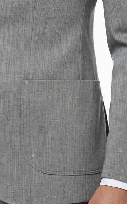 Mens Gray Textured Blazer Slim Fit Business Casual Suit Coat