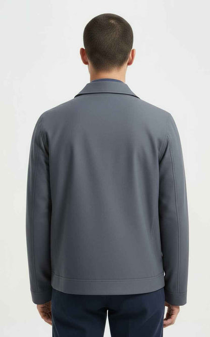 Jacket Men Grey Zip Up Utility Style Casual Wear