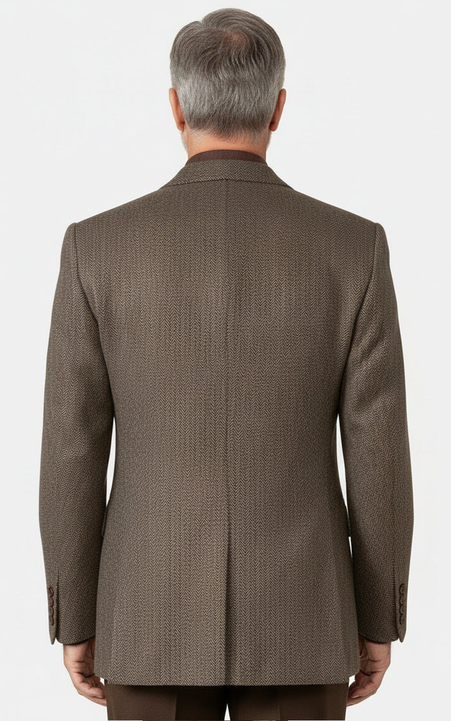 Mens Custom Fit Brown Herringbone Wool Casual Blazer