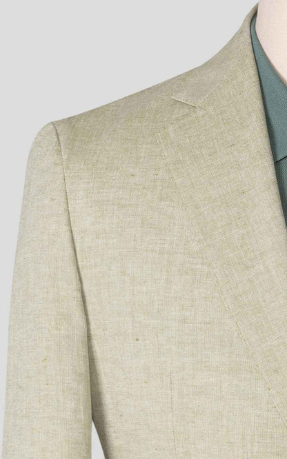 Custom Beige Linen Business Suit - Tailored Blazer