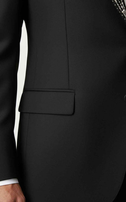 Black Crystal Lapel Blazer Men Formal Evening Wear