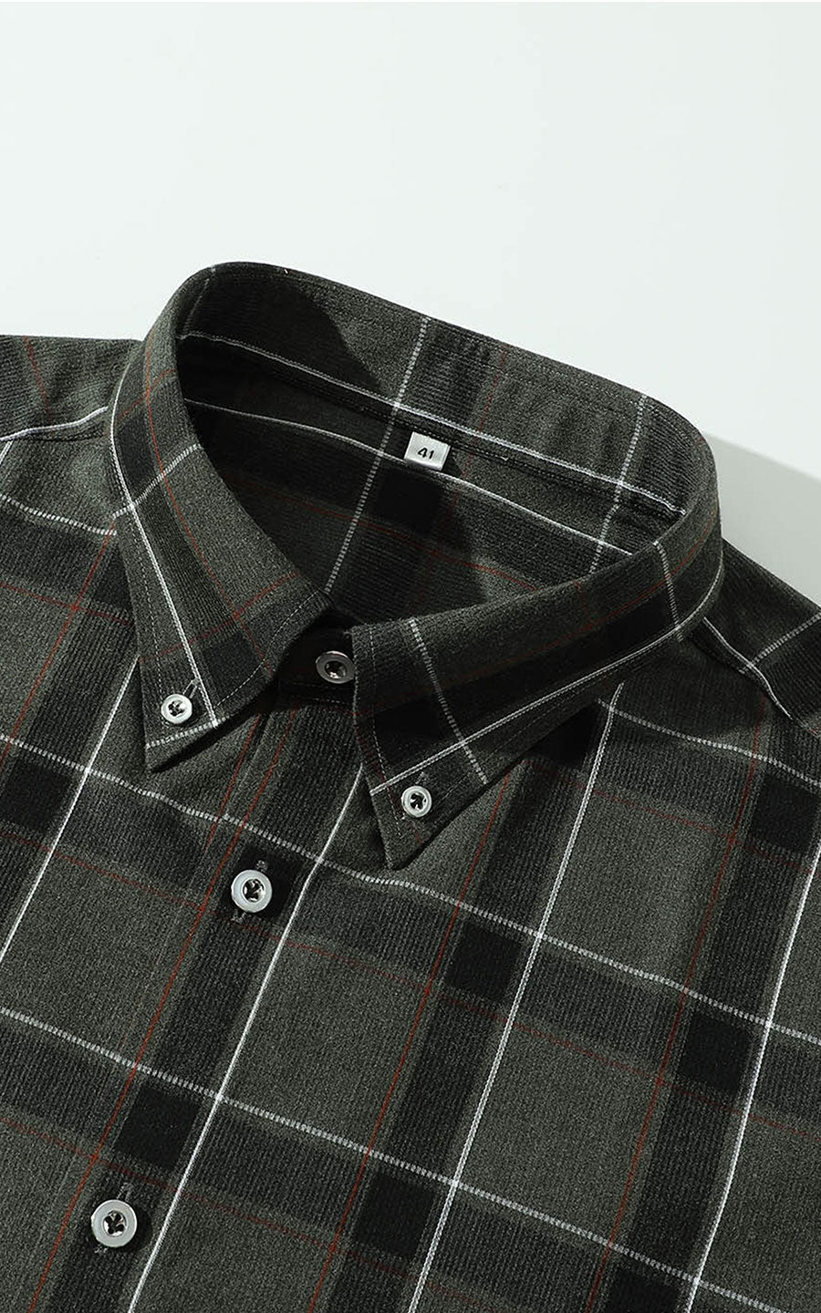 Men's gray dress shirt detail - custom grid pattern