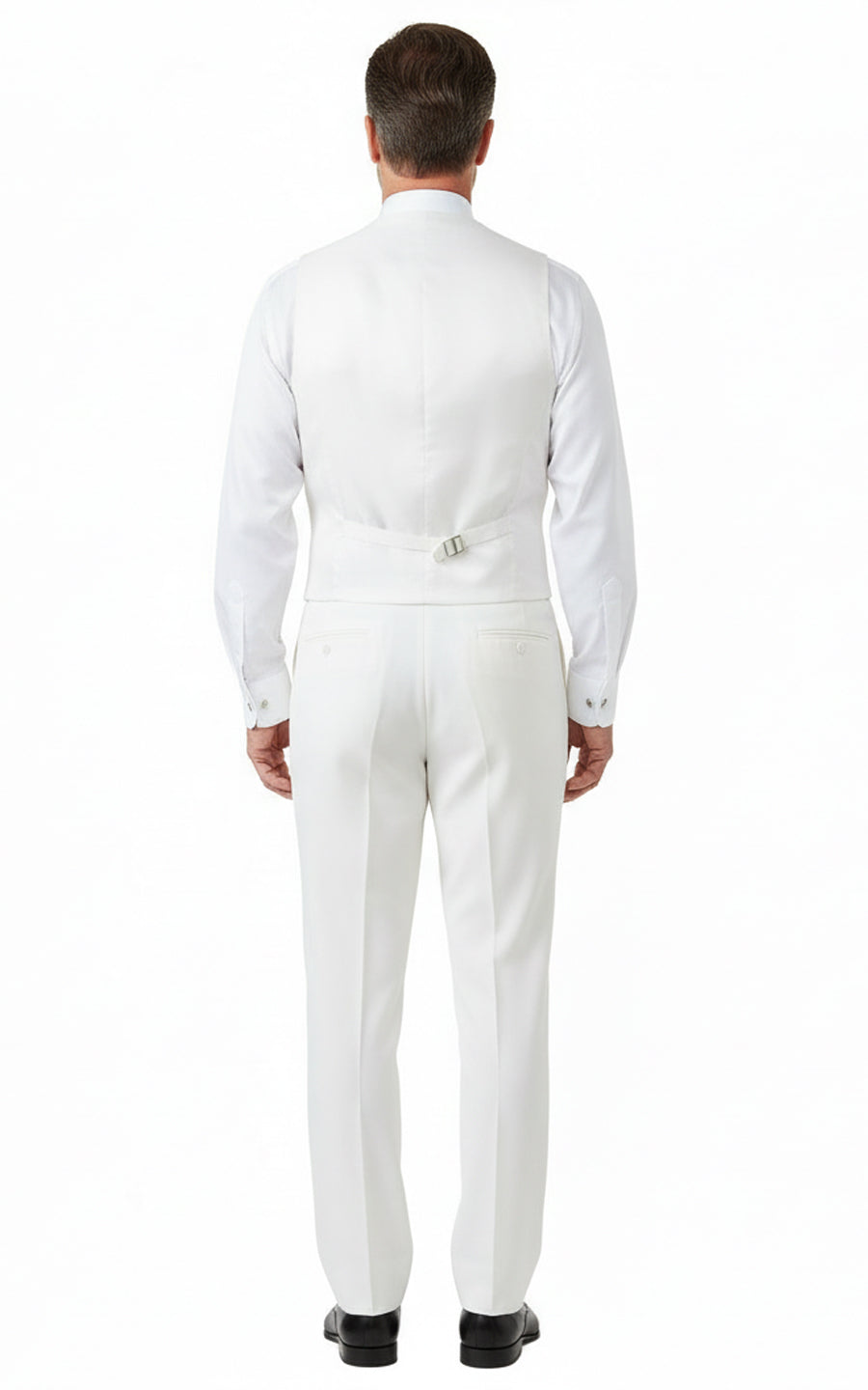 Custom Vest Milky WhiteMen's Elastic Wool Cashmere Wedding Vest Set