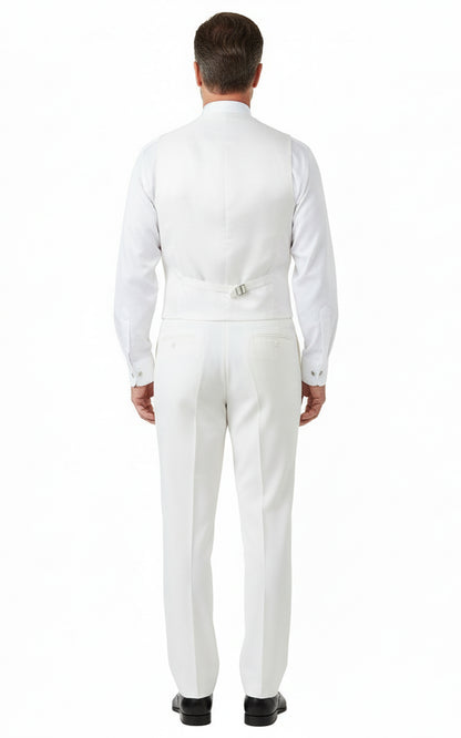 Custom Vest Milky WhiteMen's Elastic Wool Cashmere Wedding Vest Set