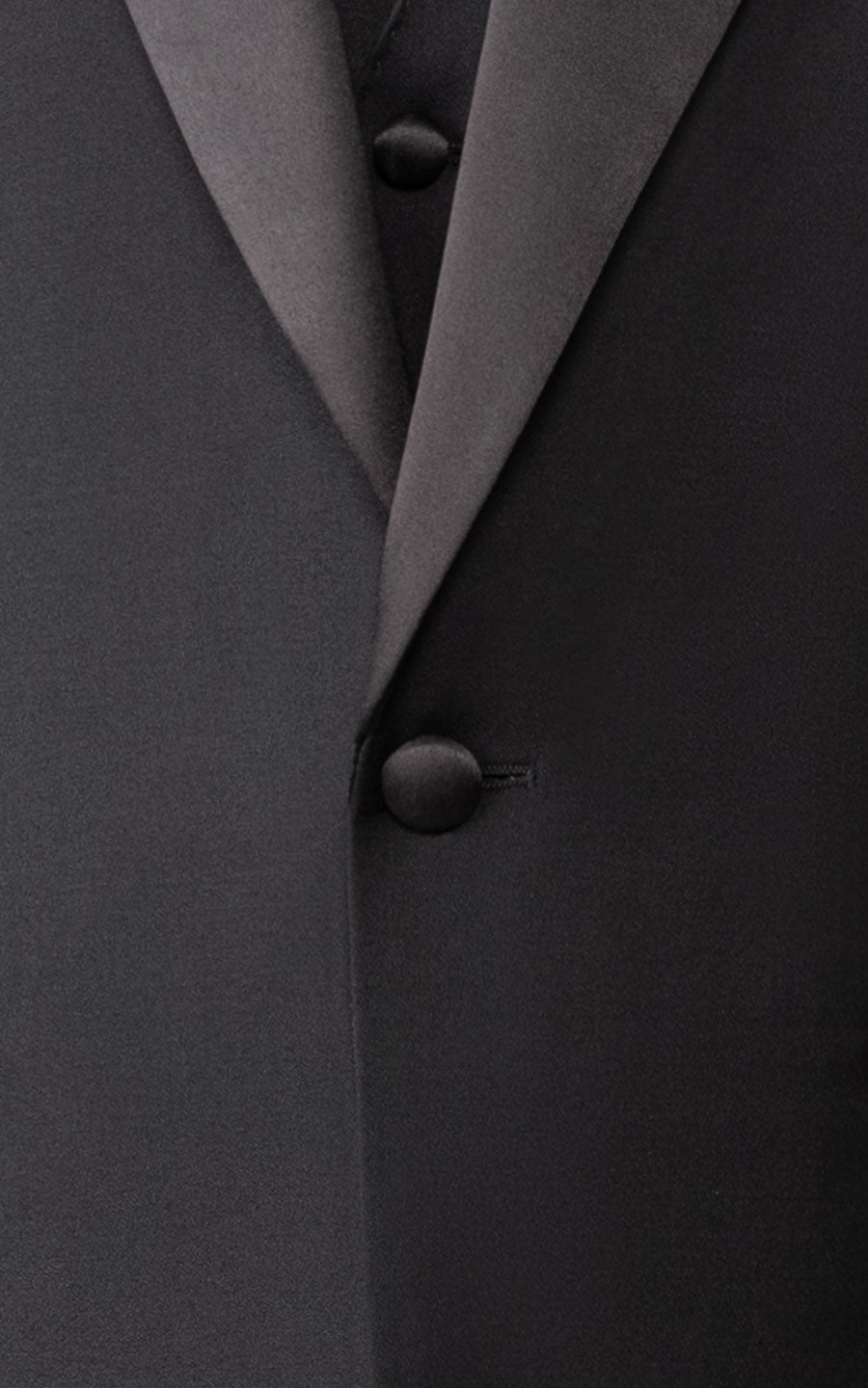Black satin fabric detail tuxedo formal business suit