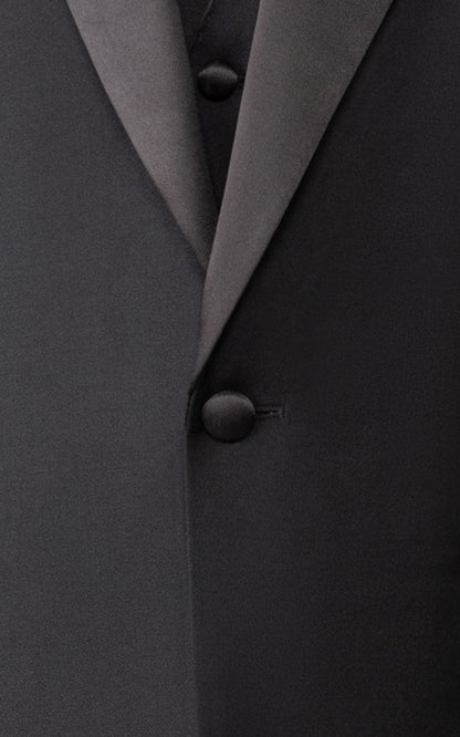 Black satin fabric detail tuxedo formal business suit