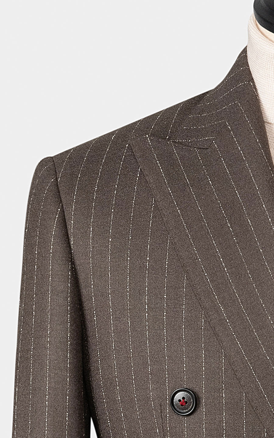 Gray brown striped silk flannel fabric texture detail