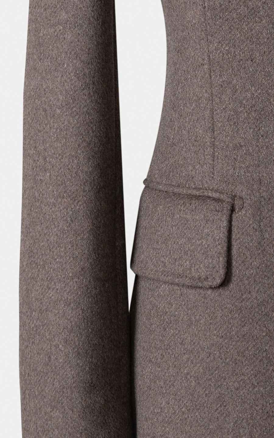 Dark brown wool stand-up collar for men trench coat tailored