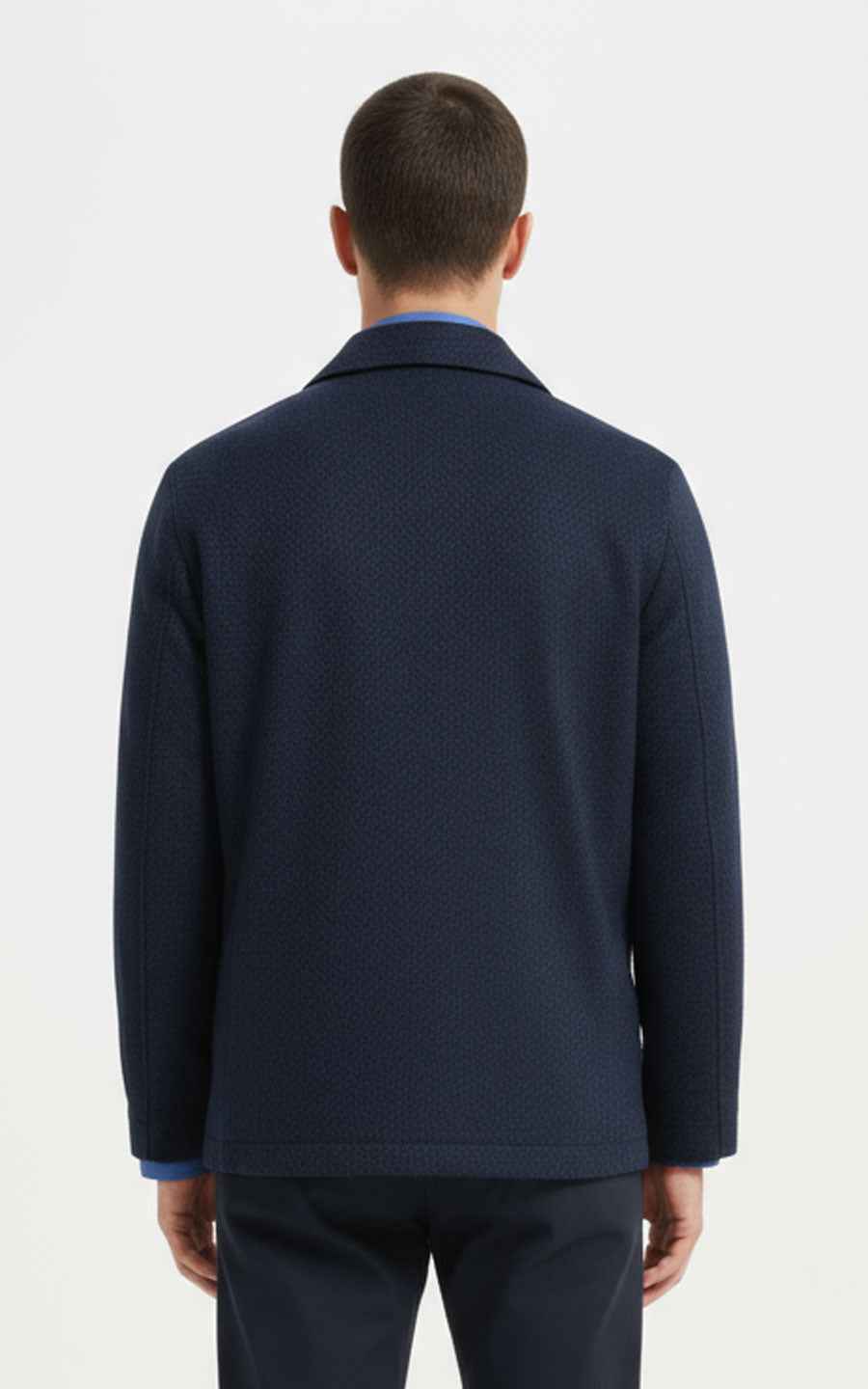 Men's Zip Jacket Navy Blue with Patterned Scarf