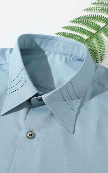 Men's Cyan Twill Long Sleeve Custom Shirt