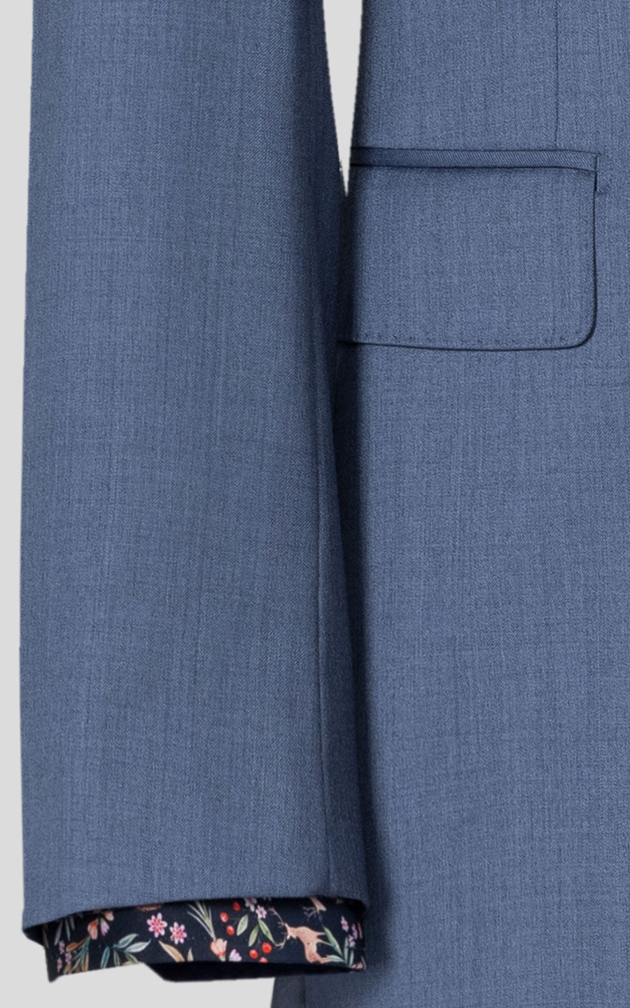 Light blue tailored suit front view made to measure