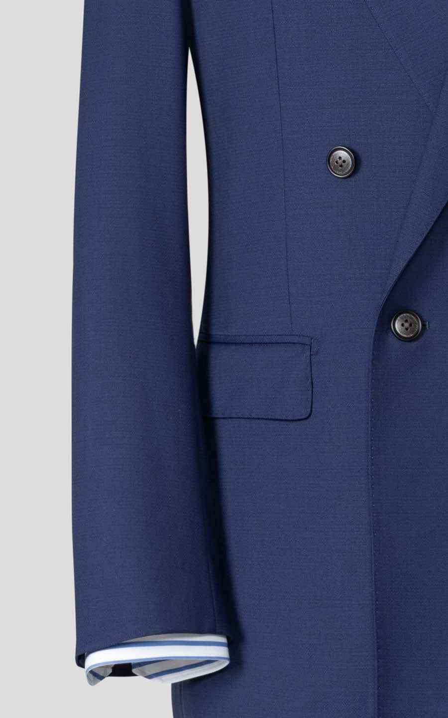 Men's Navy Blue Wool Business Suit Set - Custom Tailored
