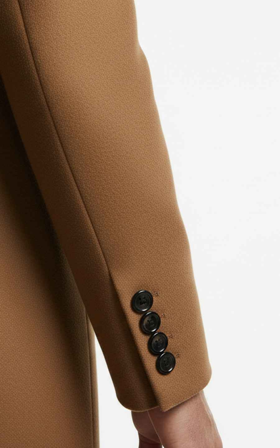 Men's Dark camel stand-up collar business casual custom wool coat