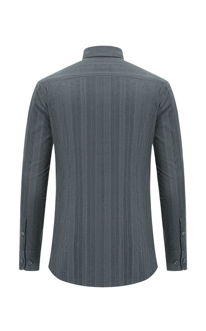 Dark gray flannel shirt side view - wrinkle resistant