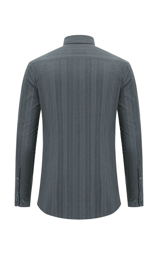 Dark gray flannel shirt side view - wrinkle resistant