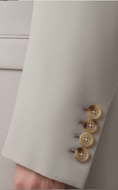 Mens Casual Suit Beige Tailored Modern Leisure Set