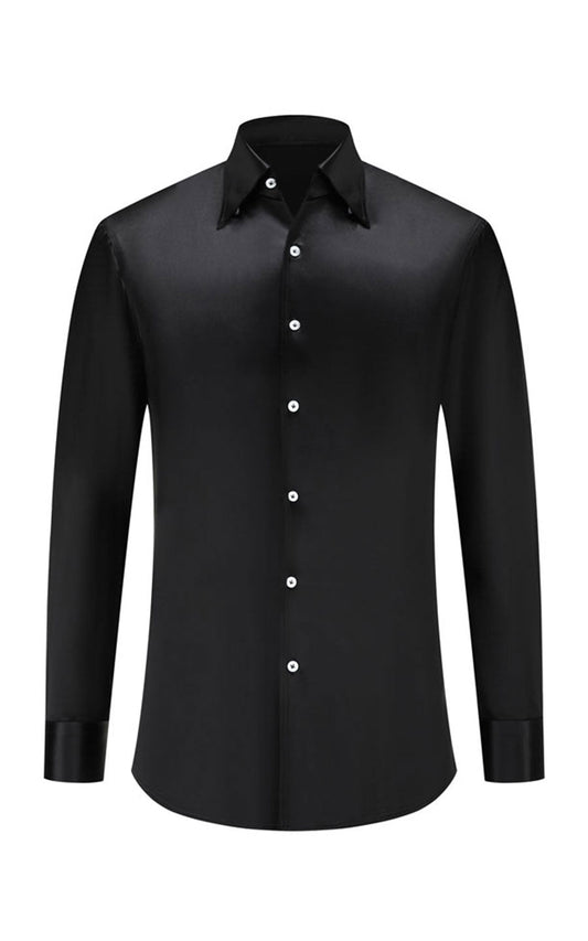 Black Acetate Business Dress Shirt - Men's Tailored Fit