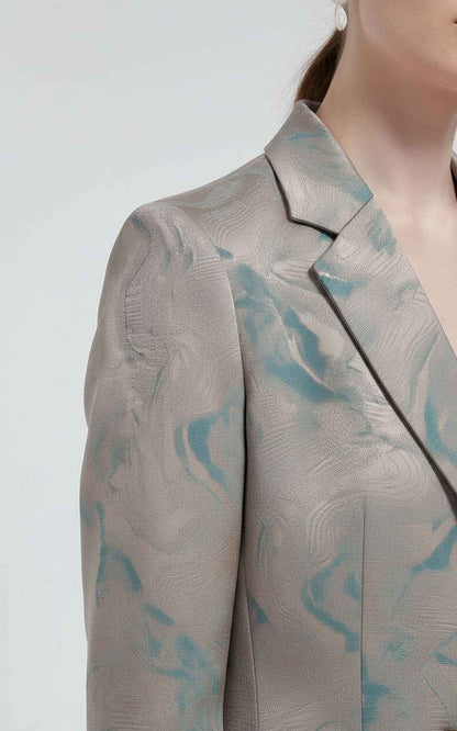 Women's Blazer Set Pastel Camo Trouser Suit