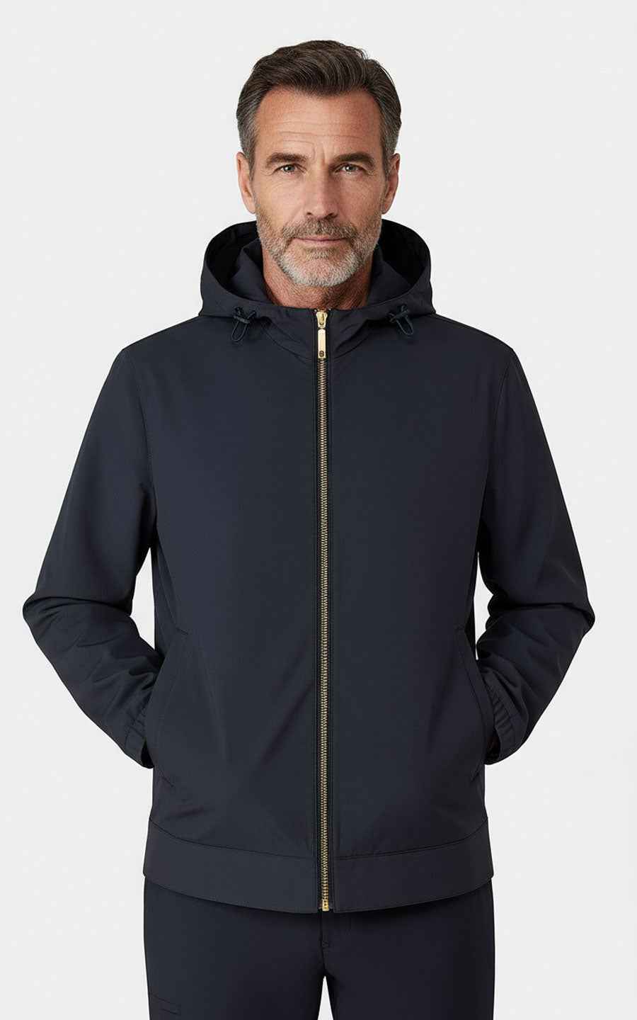 Mens Navy Blue Hooded Jacket Premium Tailored Casual Wear