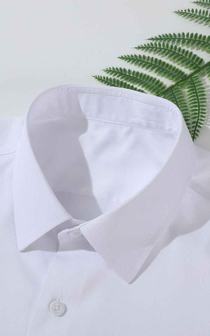Men's White Heart Embroidered Tailored Dress Shirt