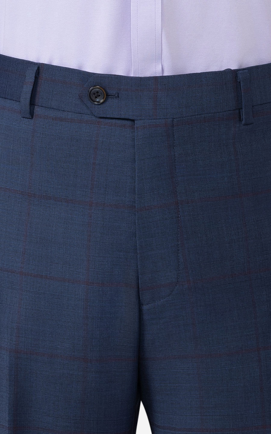 Men's Checkered Dress Pants Side - Dark Blue Red Pattern