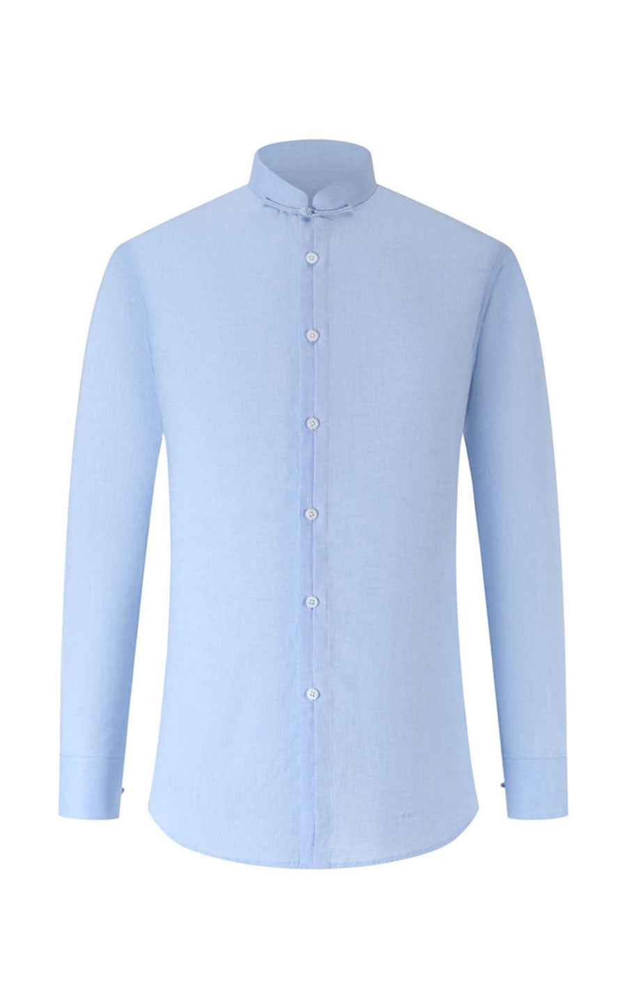 Light Blue Chinese Style Tailored Dress Shirt