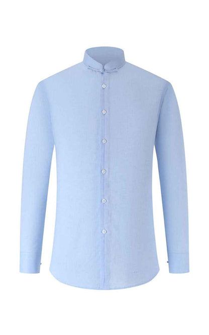Light Blue Chinese Style Tailored Dress Shirt