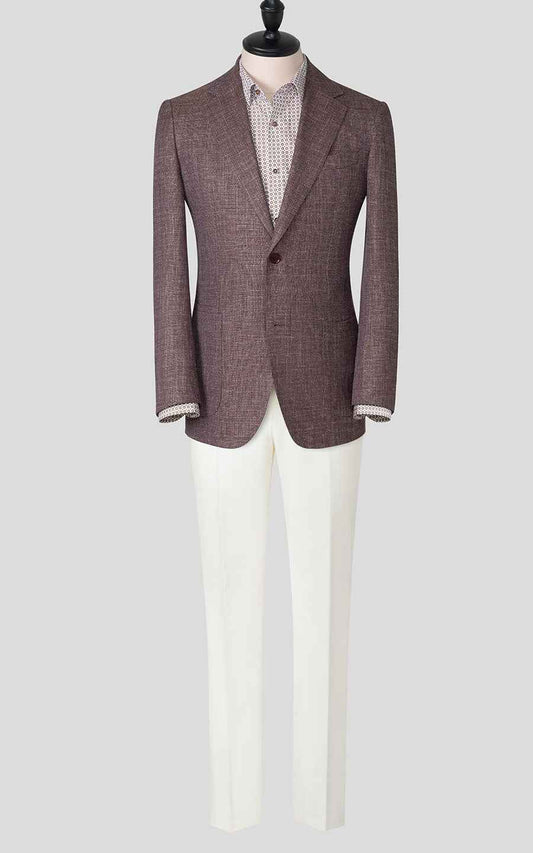 Suit Custom Dark Brown Wool Textured Men's Casual Suit