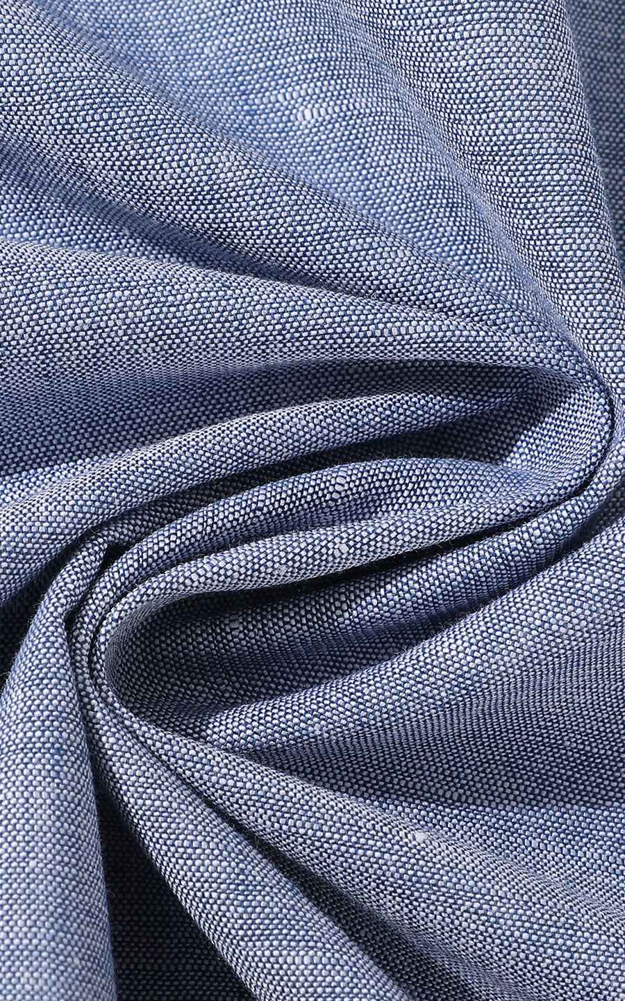 Light Blue Linen Short Sleeve Casual Shirt - Custom Fit