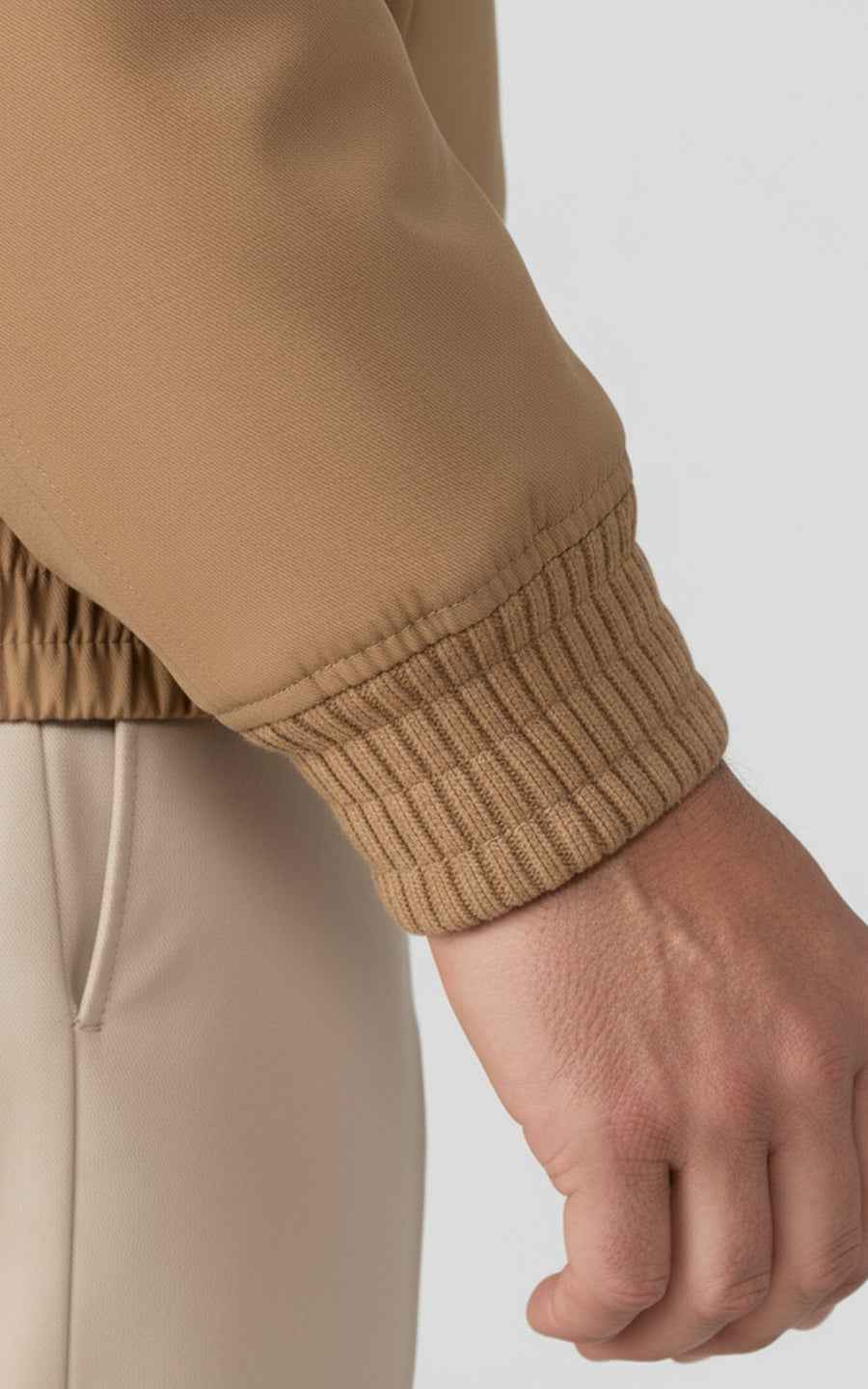 Khaki Custom Men's Slim Fit Casual Zip-Up Jacket