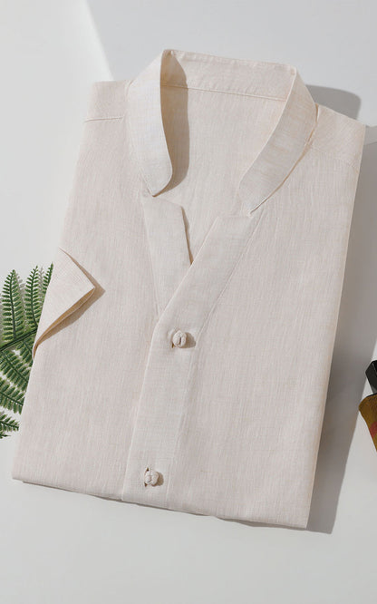 Relaxed Fit Beige Shirt - Men's Casual Wear