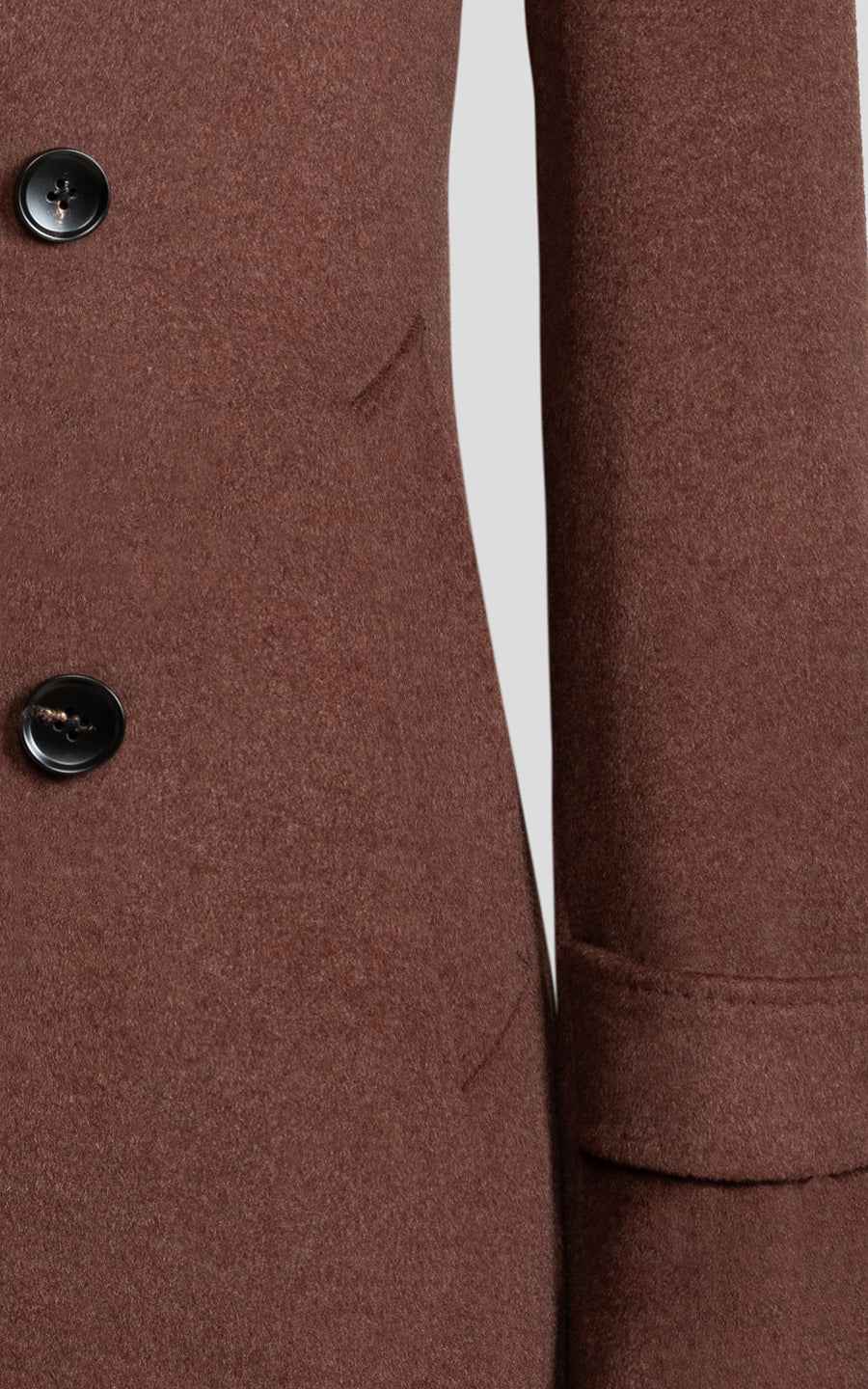 Autumn/Winter Men's Dark Camel Custom Double-Breasted Wool Coat