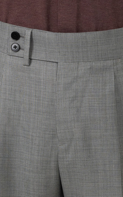 Grey Floral Suit Pants Side - Premium Tailored Trousers
