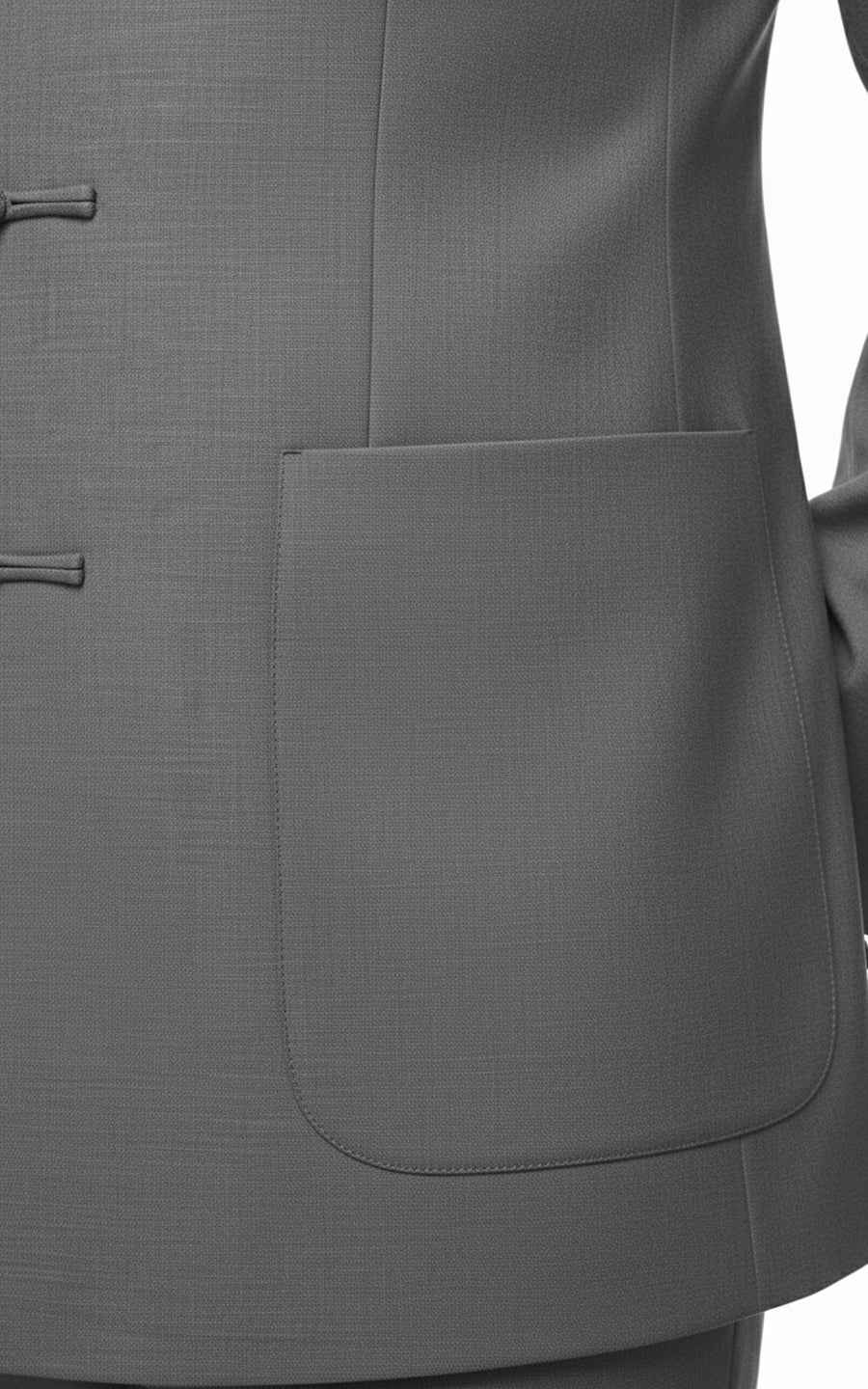 Custom grey embroidered men's stand-up collar wedding suit coat