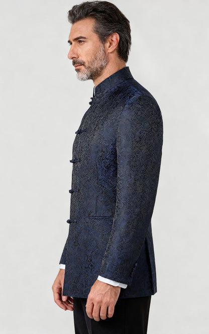 Custom Italian Suit Jacket - Chinese Button Jacquard