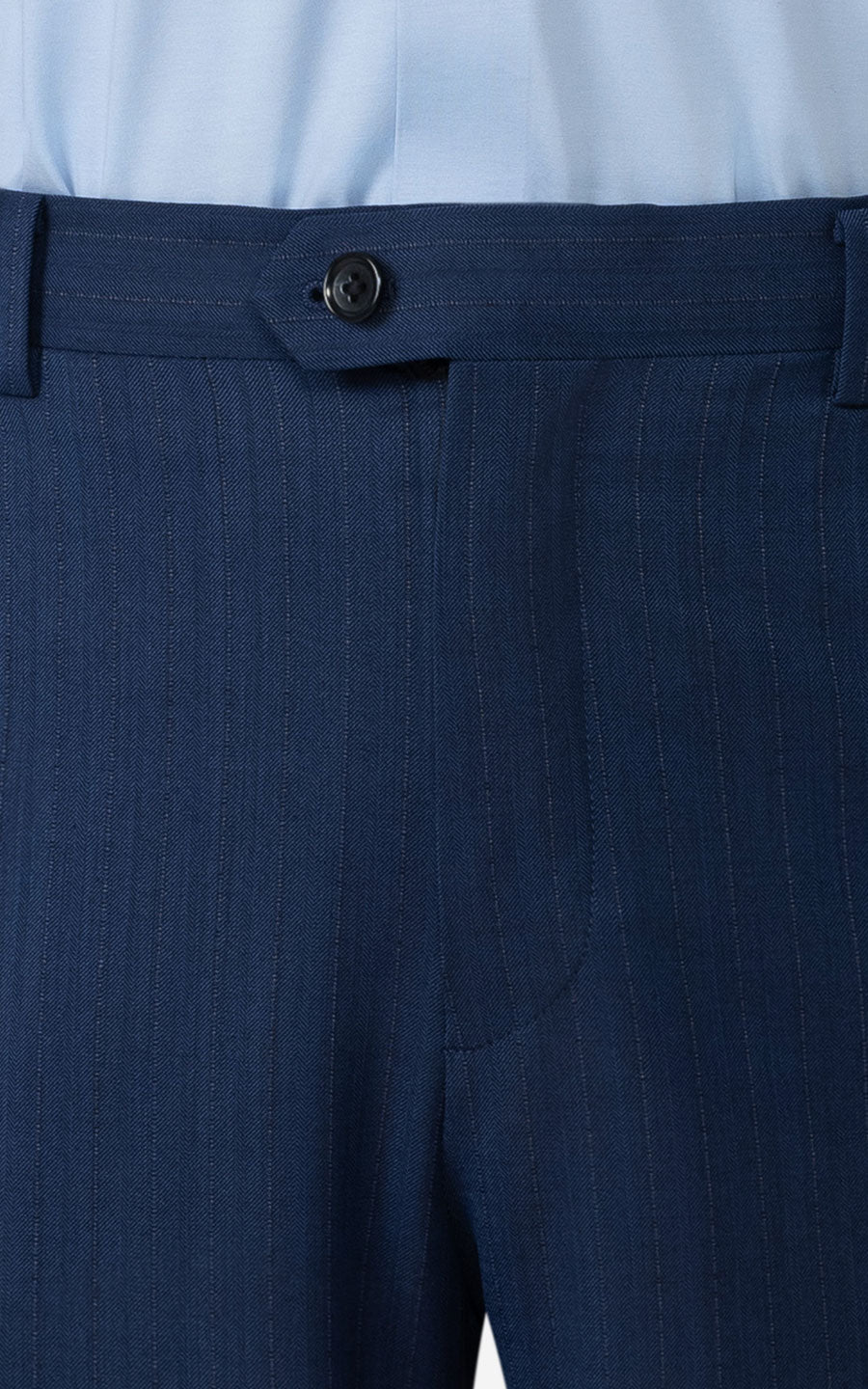 Custom Herringbone Suit Pants Side - Dark Blue Tailored