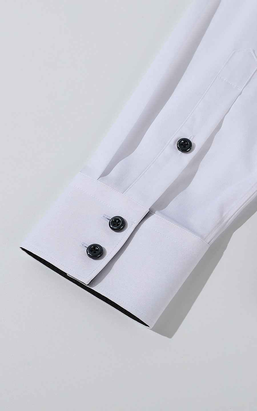 Custom White Dress Shirt - Black Buttons | Men's Tailored
