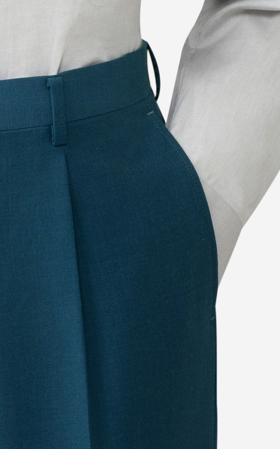 Custom Teal Wool Suit Pants - Professional Menswear
