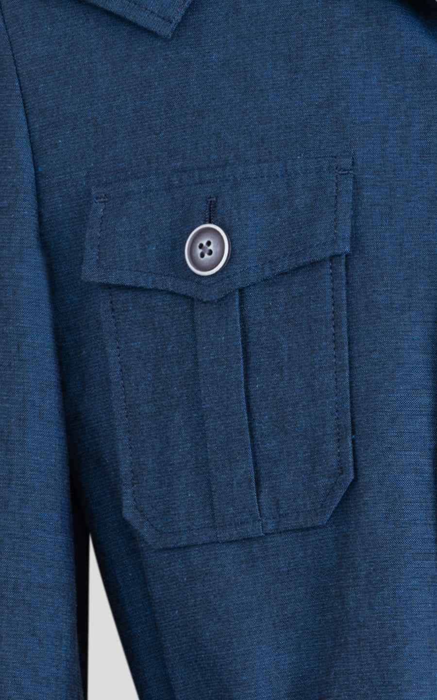 Men's Blue Custom Short Trench Casual Coat