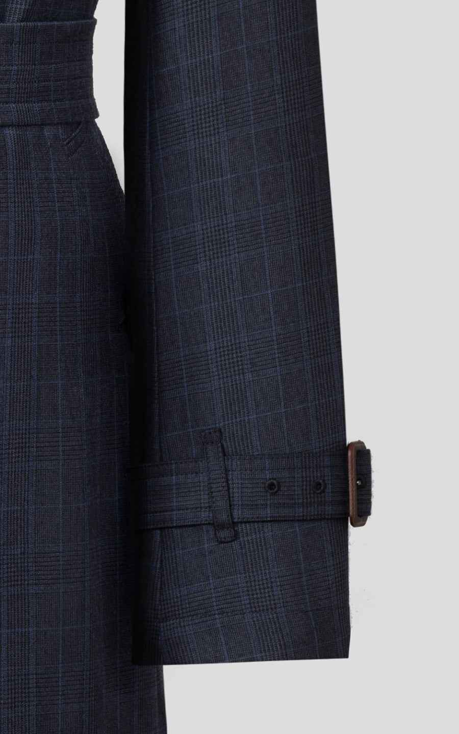 Men's Dark Blue Double-Breasted Custom Casual Trench Coat