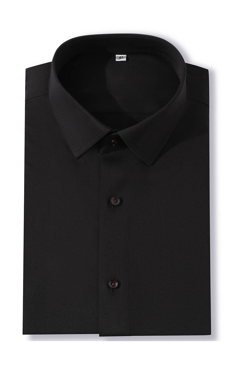 Men's black shirt back view - tailored twill weave