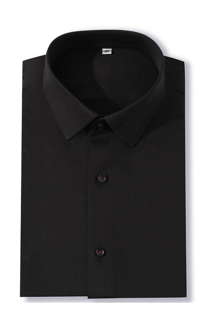 Men's black shirt back view - tailored twill weave